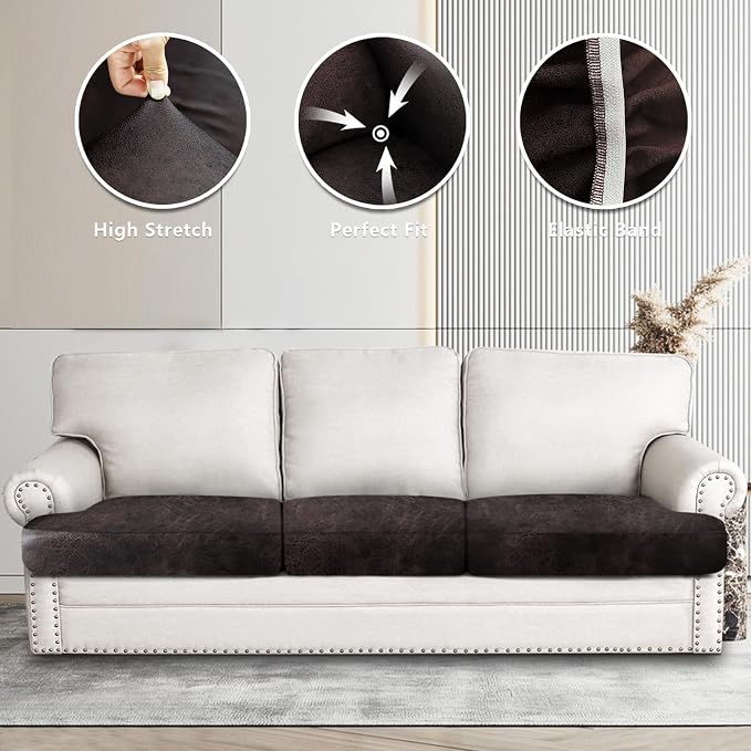 Leather Look Couch Cushion Covers Sofa Seat Slipcovers Sets Couches Furniture - Image 6