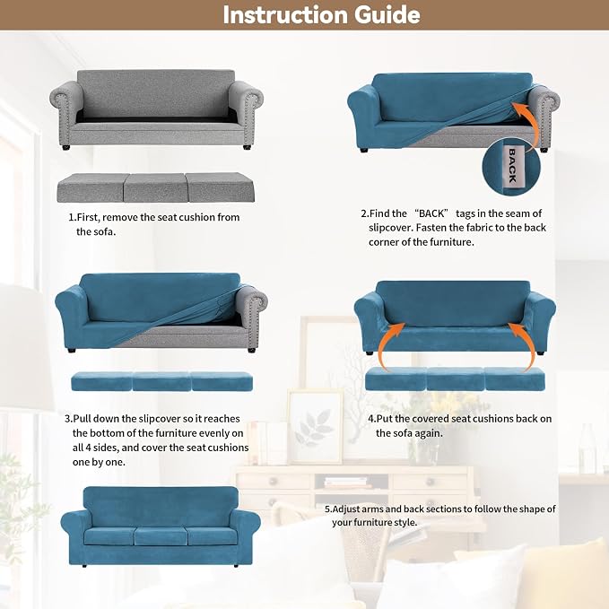 WEERRW 4 Pieces Velvet High Stretch Couch Covers - Image 6