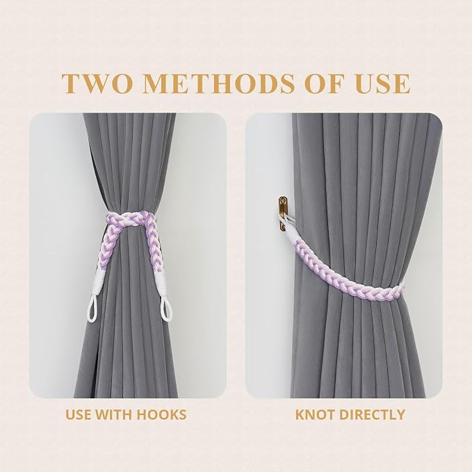 NICEEC 4 Pack Natural Cotton Rope Curtain Tiebacks Elegant Boho Style - Image 5
