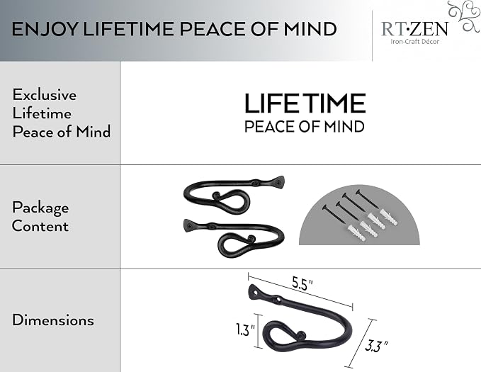 RTZEN Decorative Metal Curtain Tiebacks - Image 4