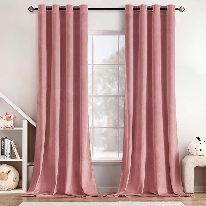 MIULEE Blush Pink Curtains Thermal Insulated Polyester Soundproof Room by MIULEE