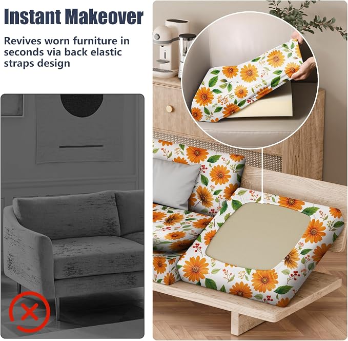 8Pcs Stretch Patio Cushion Covers, Outdoor Couch & Sofa Replacement Slipcovers - Image 5