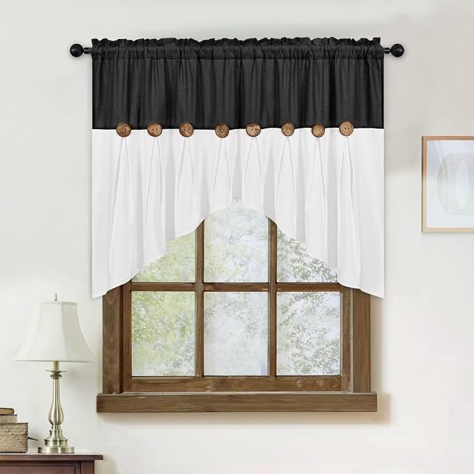FRAMICS Farmhouse Swag Curtain, Boho Cotton Linen Valance Curtain, Country Rod - Image 3