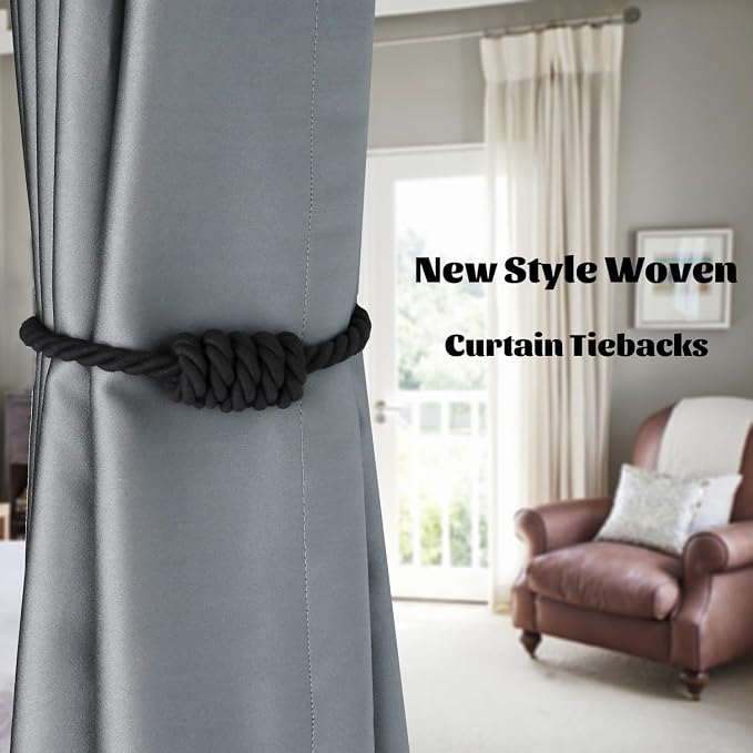 BEL AVENIR Magnetic Cotton Curtain Tiebacks, Decorative Drapery Holdbacks - Image 6