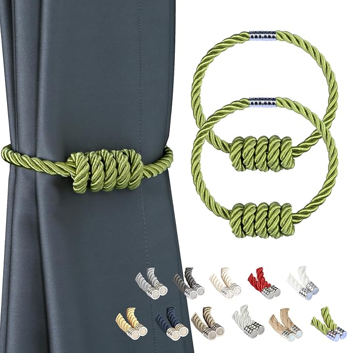 BEL AVENIR Magnetic Curtain Tiebacks, Decorative Drapery Holdbacks Modern Woven by BELAVENIR