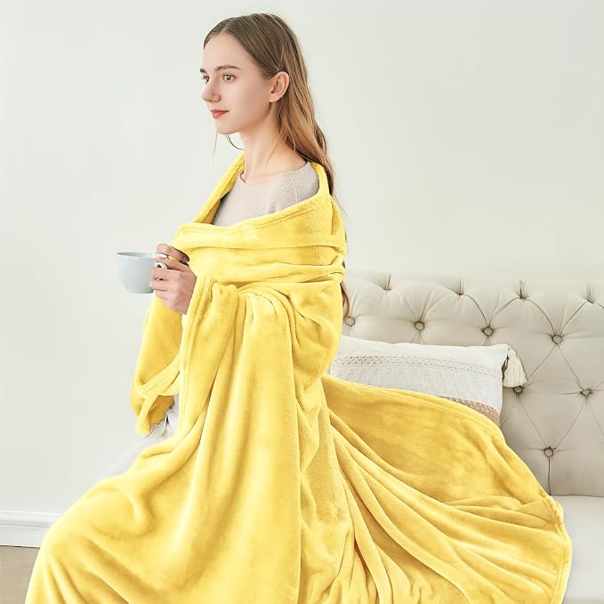 BEDELITE Fleece Blanket Twin Size Light Yellow Throw Blankets - Image 4