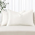 MIULEE Decorative Linen Lumbar Pillow Covers 12x20 Inch Cream White Boho by MIULEE