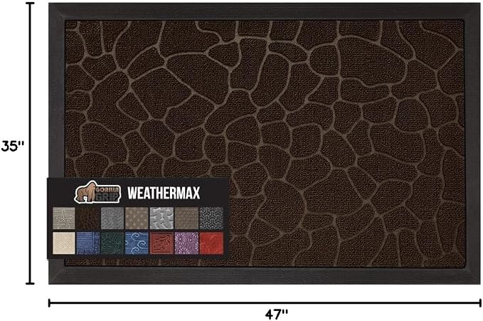 GORILLA GRIP 100% Waterproof All-Season WeatherMAX Doormat, US Designed Natural - Image 2
