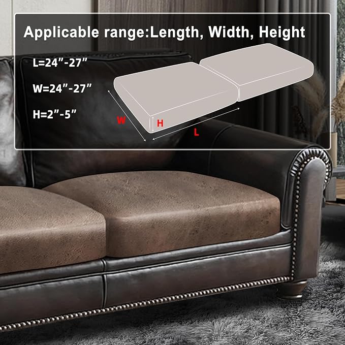 Leather Look Couch Cushion Covers Sofa Seat Slipcovers Sets Couches Furniture - Image 3