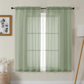 Gwine Sage Green Sheer Curtains 63 Inch Length by Gwine