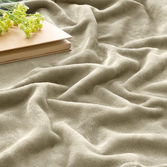 BEDELITE Fleece Blanket Twin Size Oat Linen Throw Blankets - Image 3