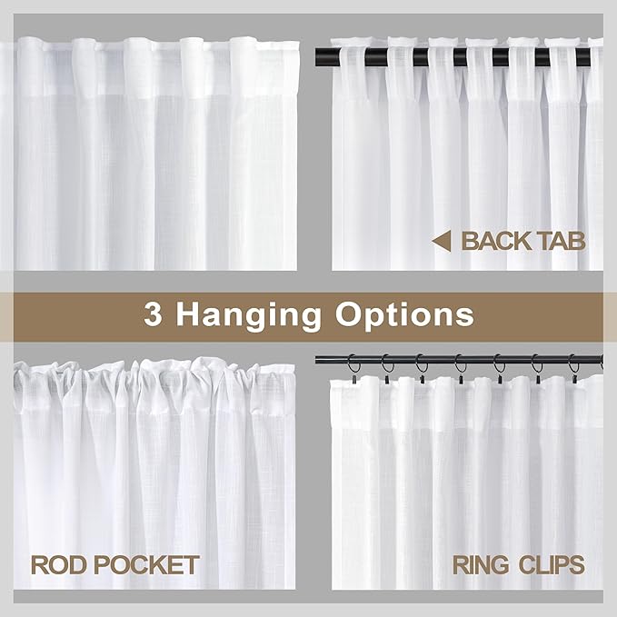White Linen Curtains 84 Inch Length - Image 4