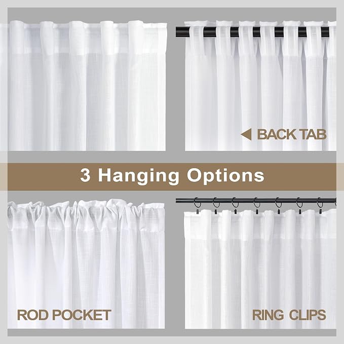 Pitalk White Semi Sheer Curtains 36 Inch Wide - Image 5