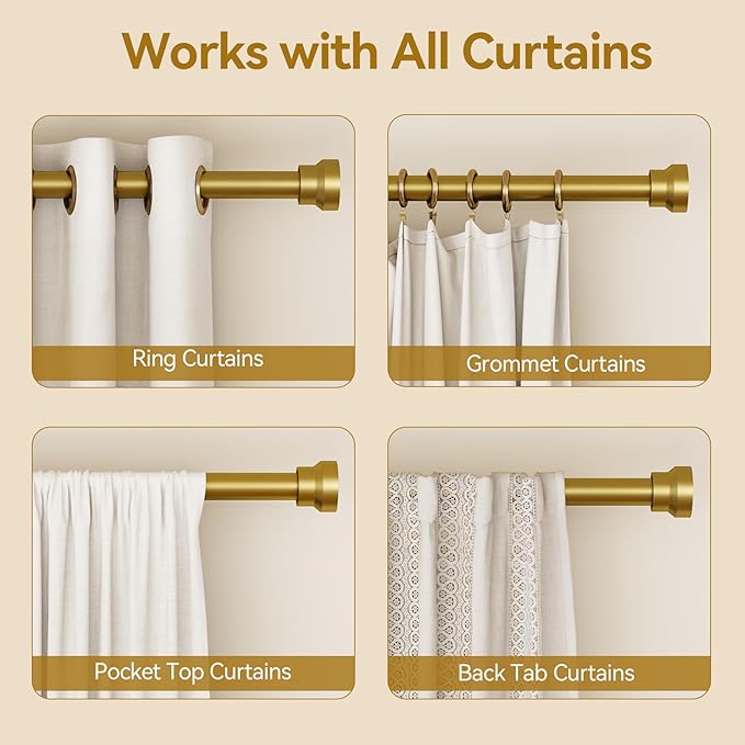 YaFex Curtain Rods 32-84 Inch, Heavy Duty 1 Inch Adjustable Curtain Rod - Image 5