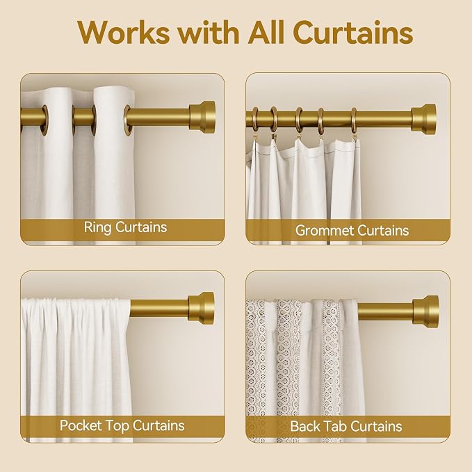 YaFex Curtain Rods 2 Pack 32-144 Inch, Heavy Duty 1 Inch Curtain Rod, Modern - Image 5