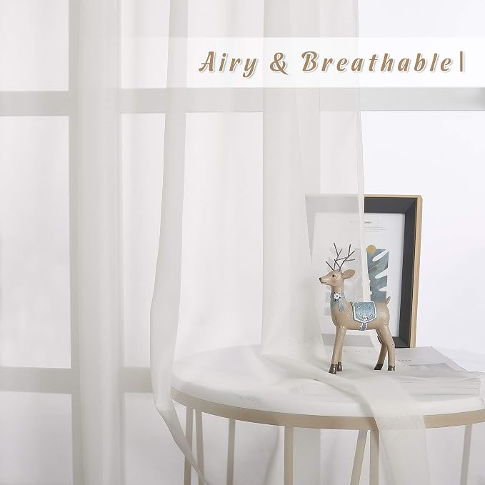 NICETOWN Living Room Window Curtains Sheer Textured Extra 108" Long, Grommet - Image 3