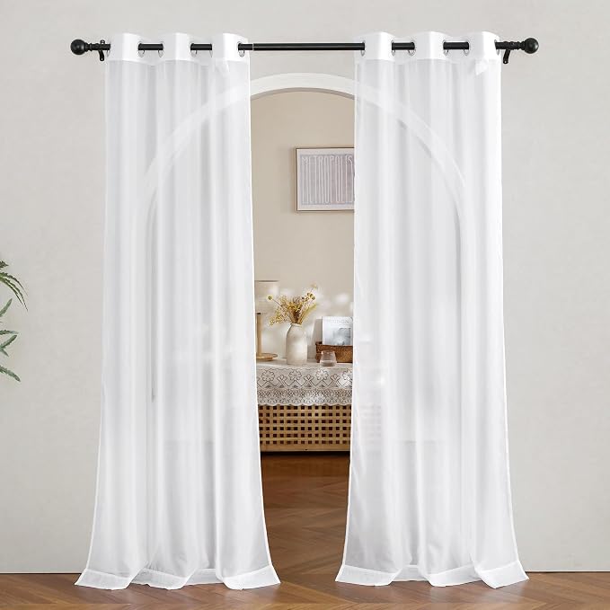 NICETOWN White Sheer Curtains 80 inches Long by NICETOWN