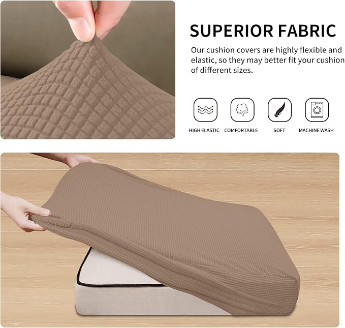Easy-Going Stretch 4 Pieces Couch Cushion Covers - Image 4