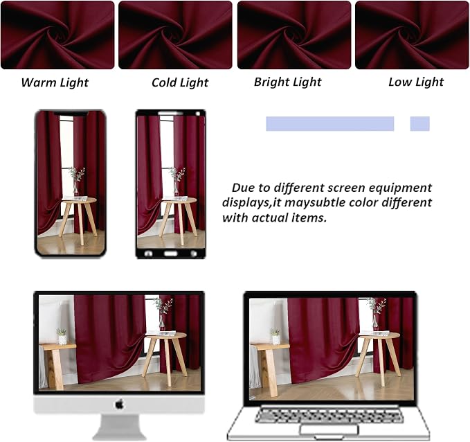 Simplebrand Ava Burgundy Blackout Curtains - Image 9