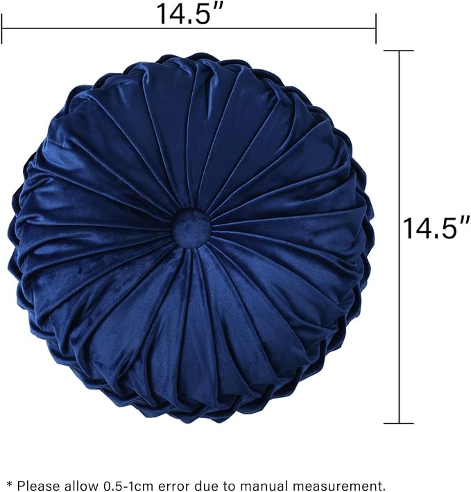 HIG Set of 2 Decorative Round Pleated Throw Pillows, Classy Accent Pumpkin - Image 6