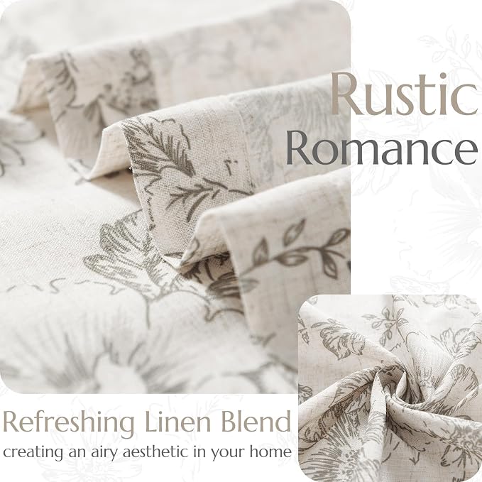 jinchan Linen Blend Curtain Floral Curtains - Image 4