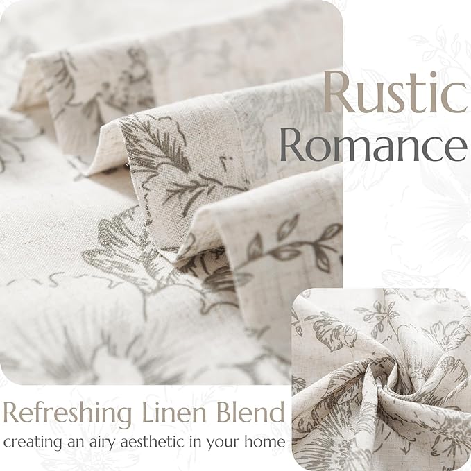 jinchan Linen Blend Curtain Floral Curtains - Image 9