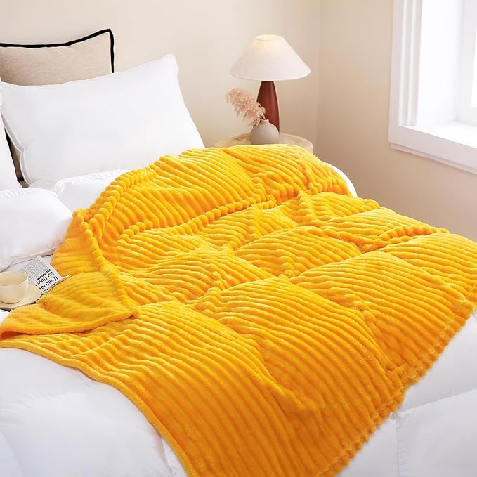 Yellow Fleece Throw Blanket 50”×60” - Image 3