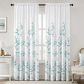 HOMEIDEAS Non-See-Through Teal and White Privacy Sheer Curtains 52 X 84 Inch by HOMEIDEAS
