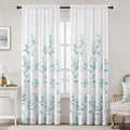 HOMEIDEAS Non-See-Through Teal and White Privacy Sheer Curtains 52 X 96 Inch by HOMEIDEAS