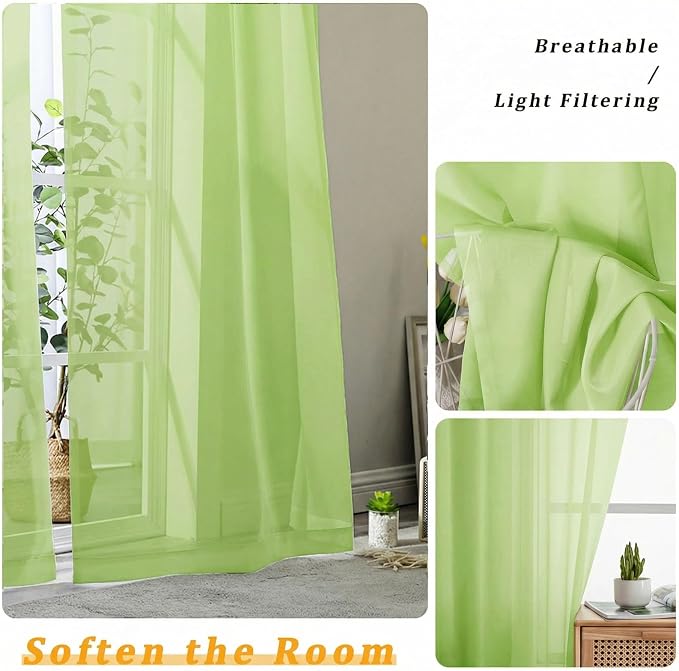 Gwine Short Kitchen Sheer Curtains 36 Inch Length - Image 5