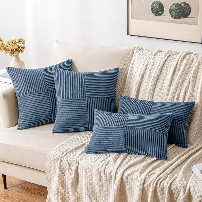 MIULEE Blue Decorative Lumbar Throw Pillow Covers 12x20 Inch - Image 4