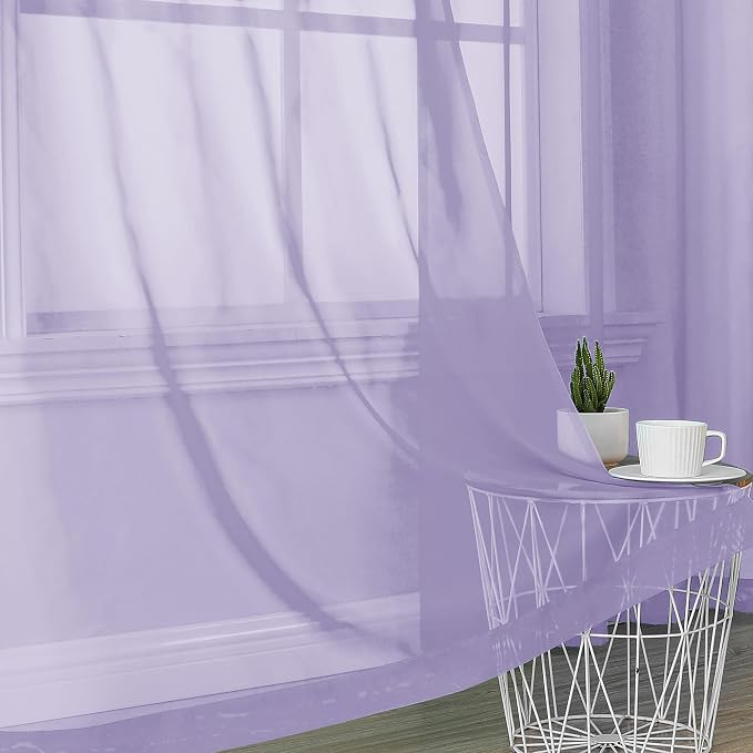 OVZME Lavender Sheer Curtains 72 Inches Long 2 Panels - Image 6