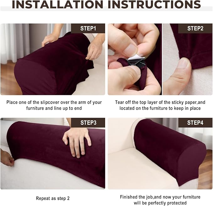 Couch Arm Covers 2 Pcs Sofa Armrest Covers Stretch Couch, Armrest Cover - Image 4