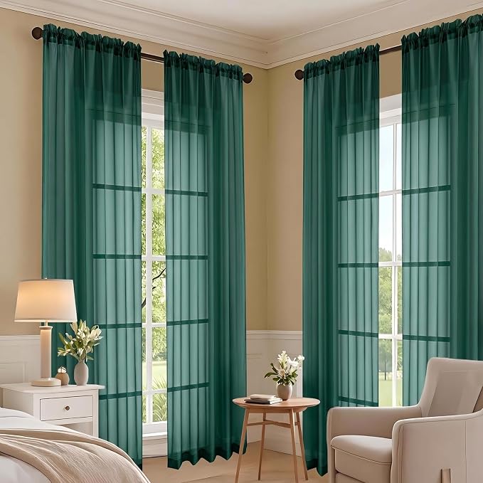 Hunter Green Bedroom Curtains 2 Panel Sets 96 Inch Length, 59 Inch Extra Wide - Image 7