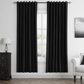 Guken Black 100% Blackout Linen Curtains 72 Inch Length 2 Panels Set by Guken