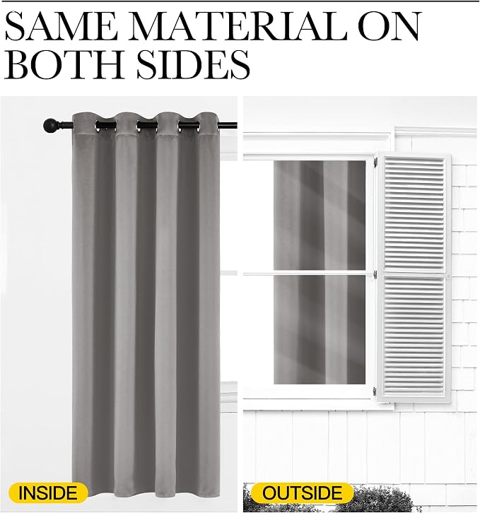 NICETOWN Chrome Gray Bedroom Curtains 63 inch Length 2 Panels, Grommet Window - Image 6
