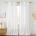RYB HOME White Sheer Curtains for Bedroom, Semi Sheer Privacy Curtains & Drapes by RYBHOME
