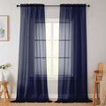 Navy Blue Sheer Curtains for Bedroom Living Room 96 Inches Long 2 Panels by WelvetBLK