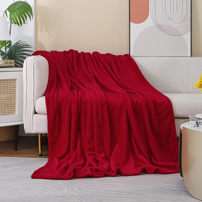 JIAHANNHA Red Throw Blanket Fleece Blanket 60"x80", Super Soft Cozy Plush Throw by JIAHANNHA