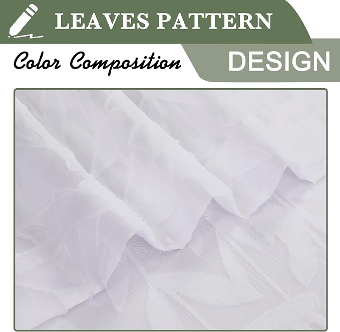 Lecloud Leia White Sheer Curtains 45 Inch Length 2 Panels, Elegant Balance - Image 4
