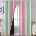 Estelar Textiler Sage Green and Pink Room Darkening Blackout Curtains 84 Inch by ESTELARTEXTILER