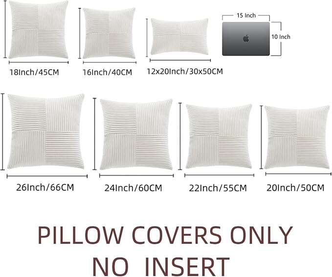 Fancy Homi 2 Packs Cream White Samll Decorative Throw Pillow Covers 14x14 Inch - Image 7