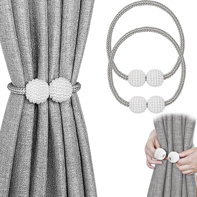 Melaluxe 2 Pack Magnetic Curtain Tiebacks, Decorative Curtain Holdbacks by Melaluxe