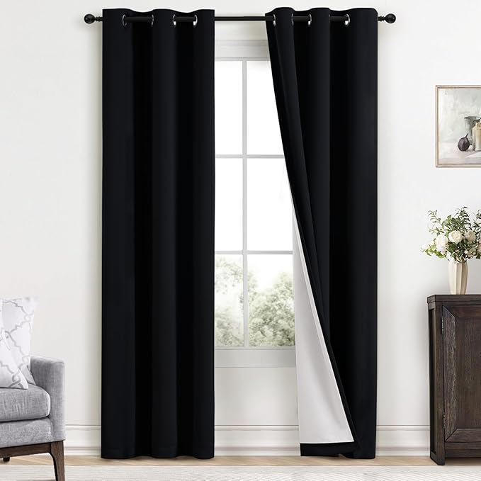 Yakamok 100% Blackout Curtains Black Room Darkening Thermal Insulated Window by Yakamok
