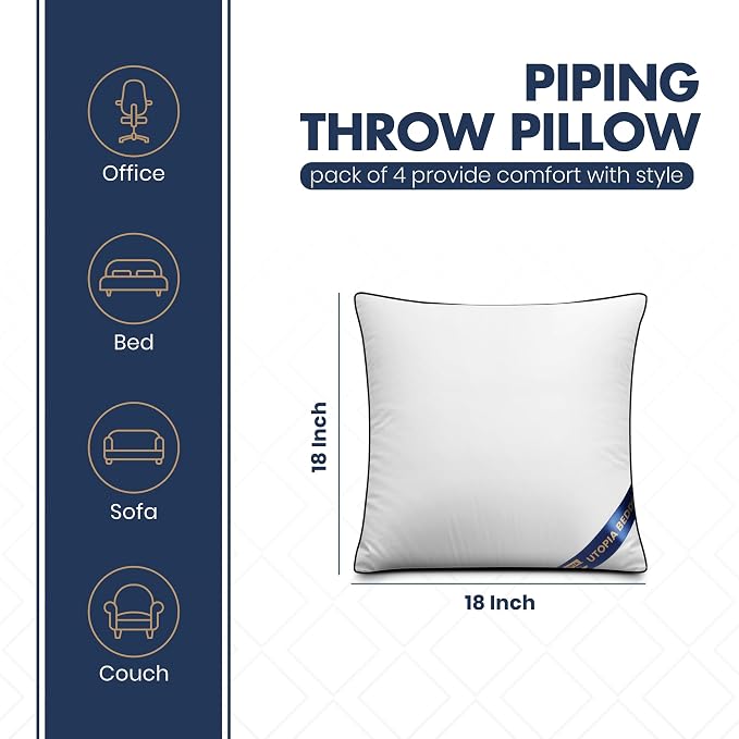 Utopia Bedding Throw Pillow Inserts, 18 x 18 Inches Decorative Indoor Pillows - Image 2