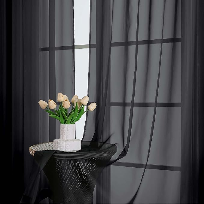 OWENIE Sheer Curtains 84 Inches Long 2 Panels Set, Modern Filmy Rod Pocket - Image 6