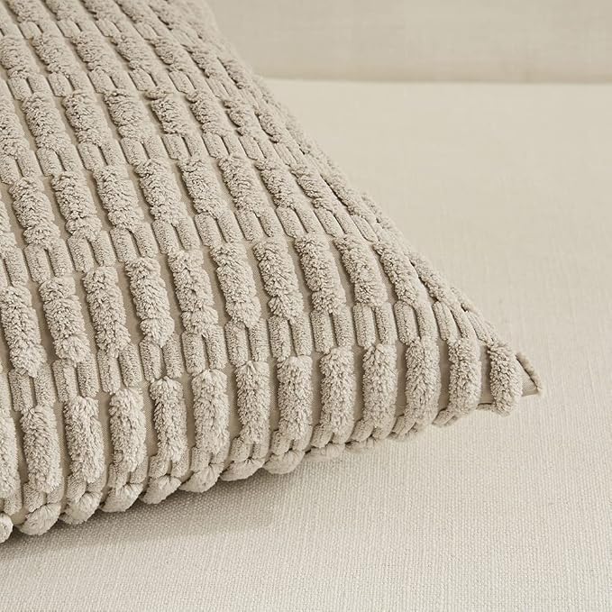 Fancy Homi 4 Packs Taupe Decorative Throw Pillow Covers 20x20 Inch - Image 4