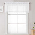 Lecloud Sheer White Valances for Windows 18 Inch Length 2 Pcs, Cafe Kitchen by Lecloud