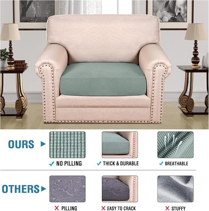 H.VERSAILTEX Super Stretch Individual Seat Cushion Covers Sofa Covers Couch - Image 2