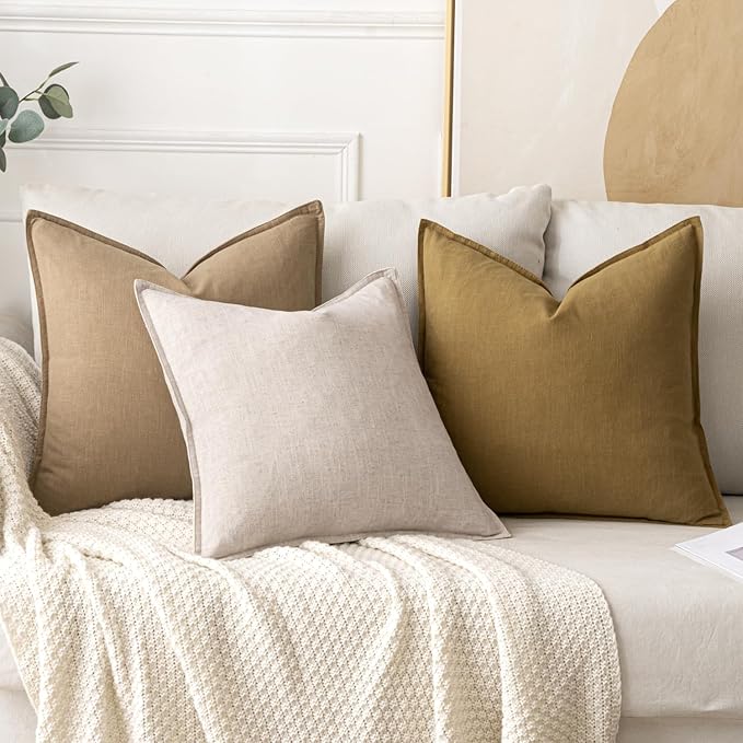 MIULEE Decorative Linen Pillow Covers 20x20 Inch Mustard Yellow ​Boho - Image 4